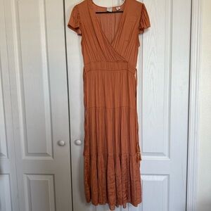 Joie Terracotta Wrap Maxi Dress